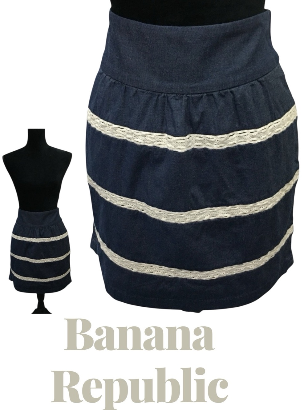 Banana Republic Chambray and Lace Short Skirt - Women’s 8